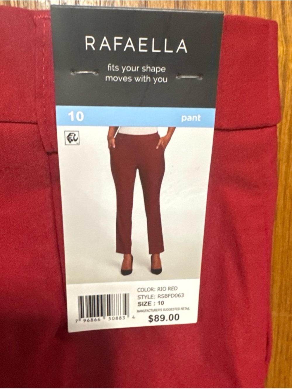 Rafaella Women 10 Straight-Leg Pants in Rio Red